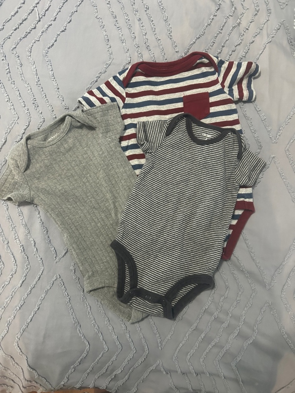0-3 month Cat & Jack and Carters Babies' Stripe & Solid Short Sleeve Bodysuits